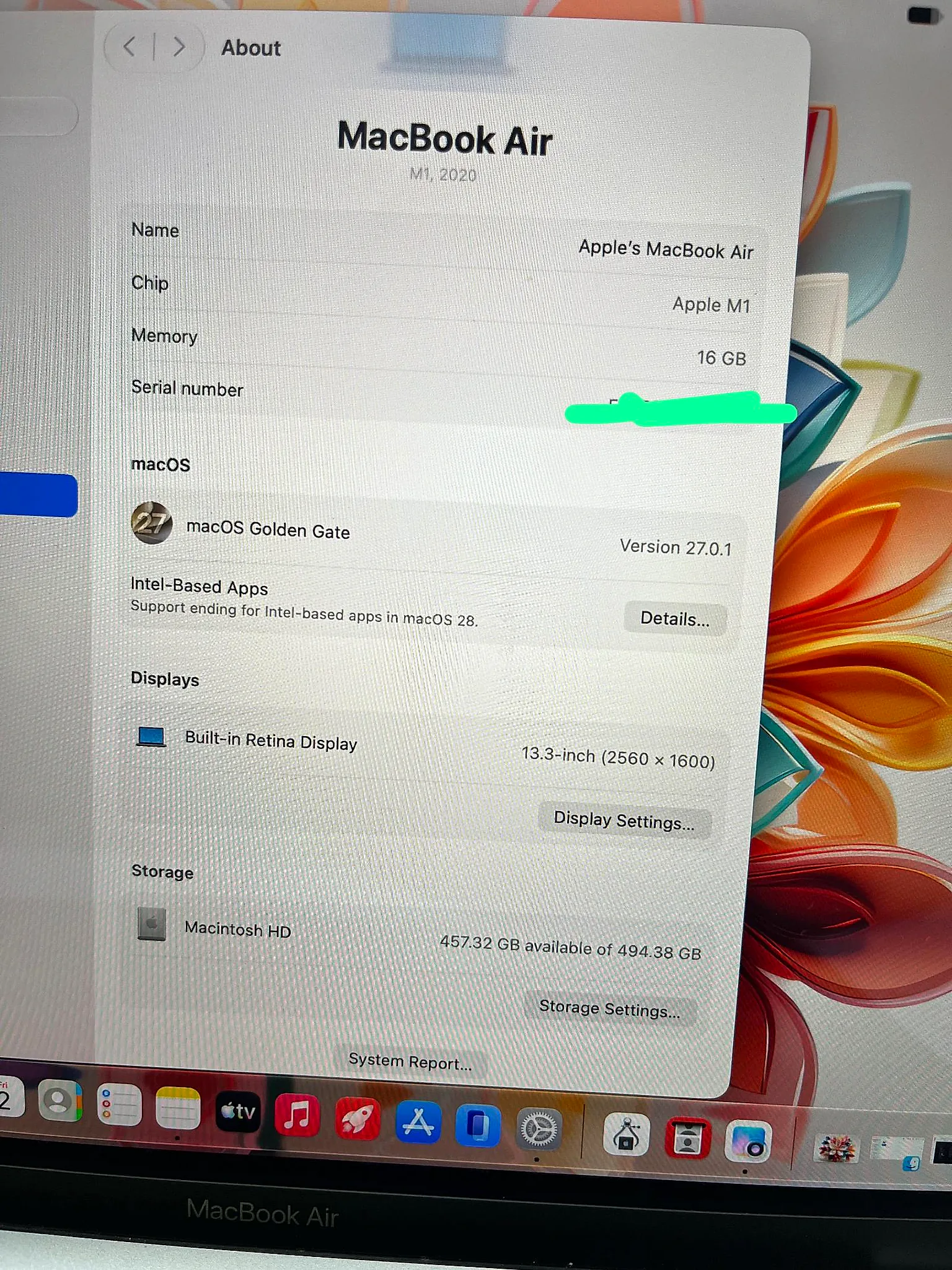 MacBook Air 13.3" M1 (2020) 16GB / 512GB SSD Space Gray gallery thumbnail 2