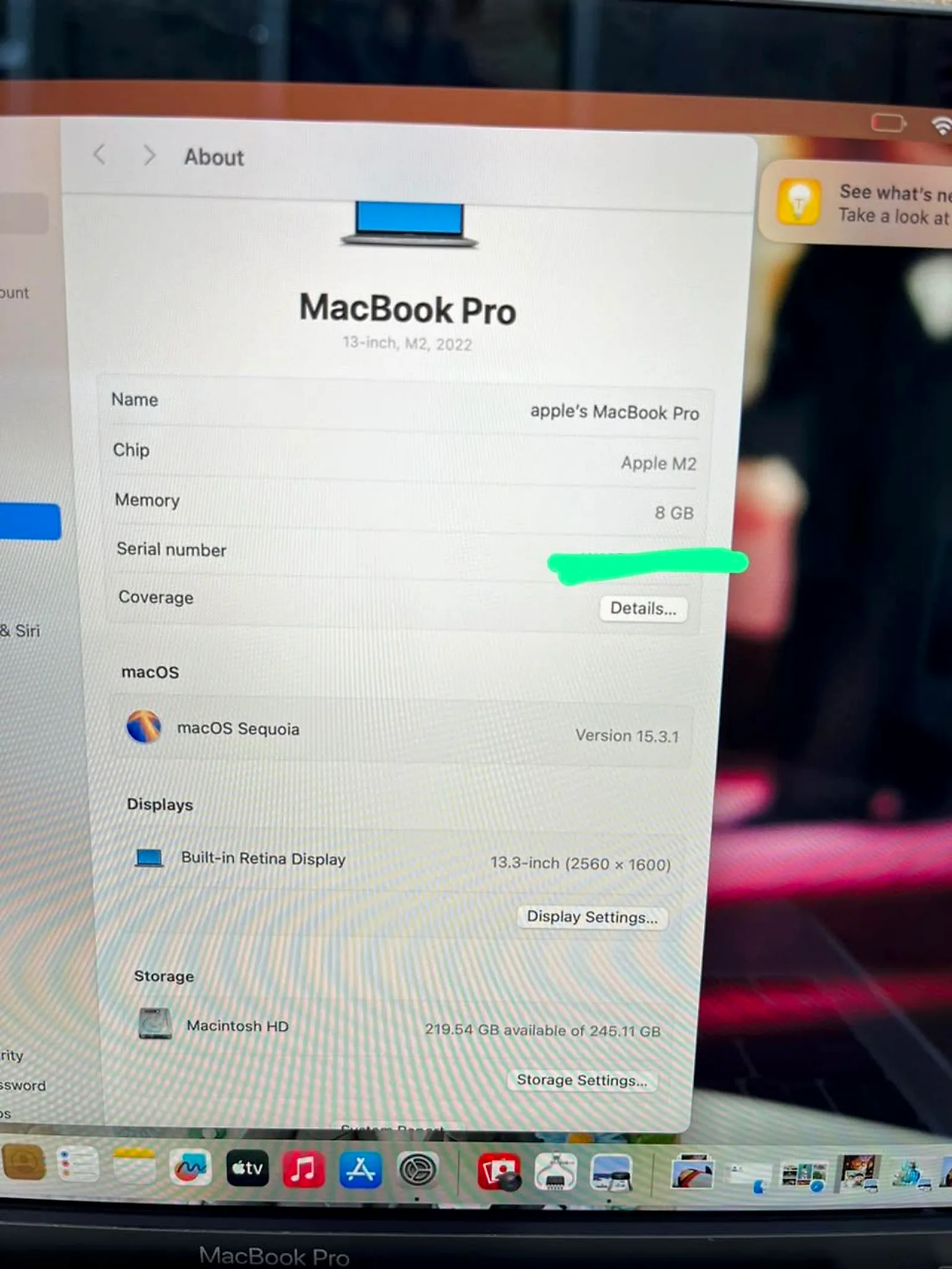 MacBook Pro 13.3" M2 (2022) 8GB / 256GB SSD Space Gray gallery thumbnail 5