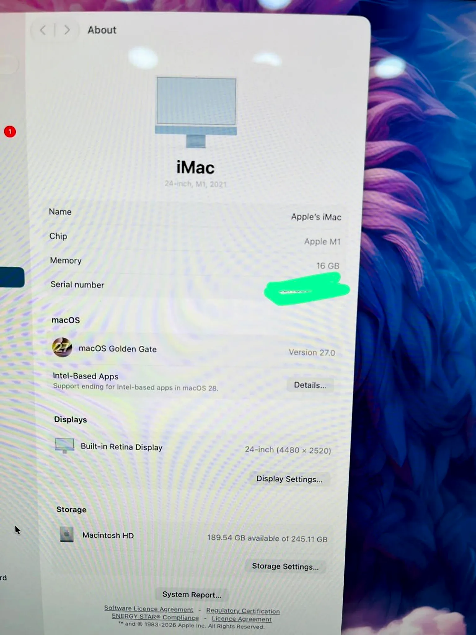 iMac 24" M1 (2021) 16GB / 256GB SSD (Sky Blue) gallery thumbnail 5