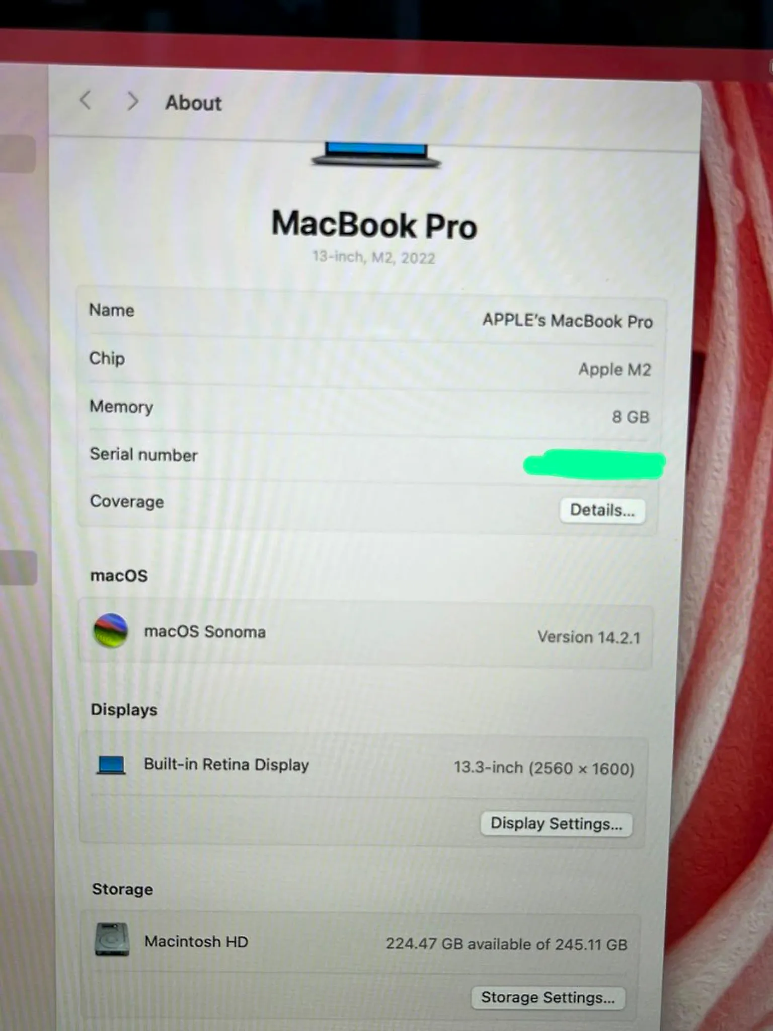 MacBook Pro 13.3" M2 (2022) 8GB / 256GB SSD Space Gray gallery thumbnail 6