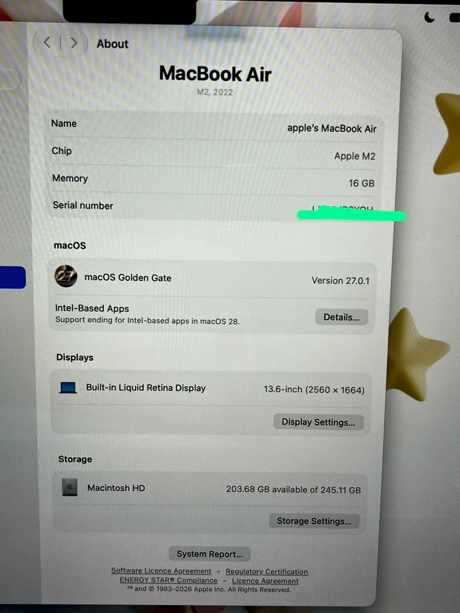 MacBook Air 13.6" M2 (2022) 16GB / 256GB SSD Space Gray gallery thumbnail 5