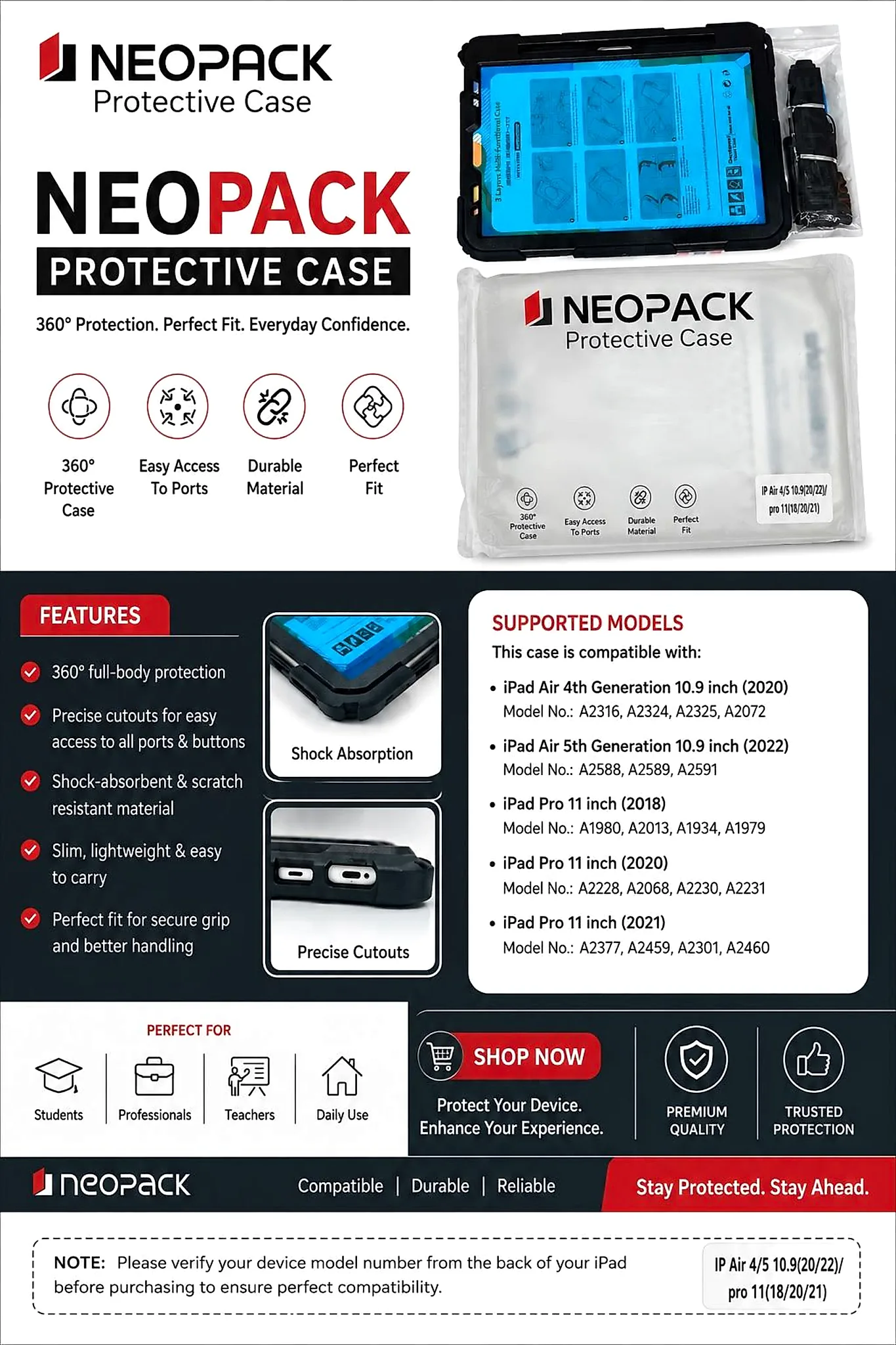 Neopack Protective Case for iPad Air & iPad Pro 11-inch (Brand New)
